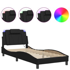 vidaXL Bed Frame "Viana" with LED without Mattress Black 80x200 cm