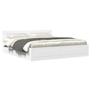 vidaXL S&auml;ngram med huvudgavel utan madrass vit 200x200 cm