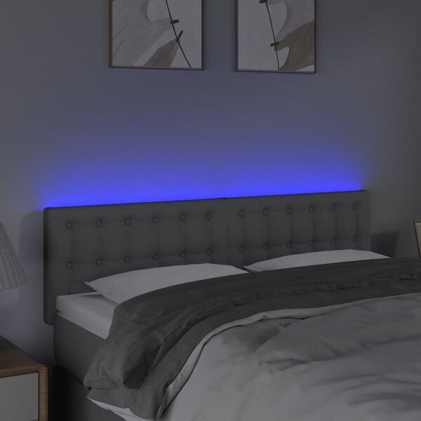 vidaXL S&auml;nggavel LED ljusgr&aring; 144x5x78/88 cm tyg