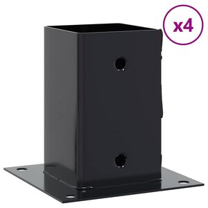 vidaXL Stolpbaser, fyrkant, 4 delar, 91x91 mm pulverlackerat st&aring;l