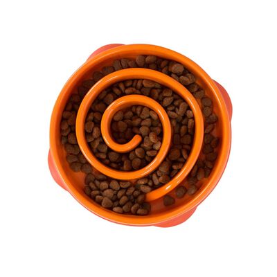 Outward Hound Ät-långsamt matskål för hundar mini Slo Bowl orange