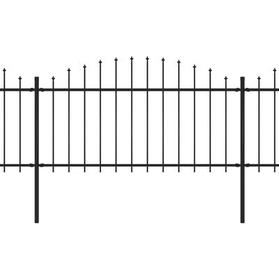vidaXL Trädgårdsstaket med spjuttopp stål (1,25-1,5)x3,4 m svart