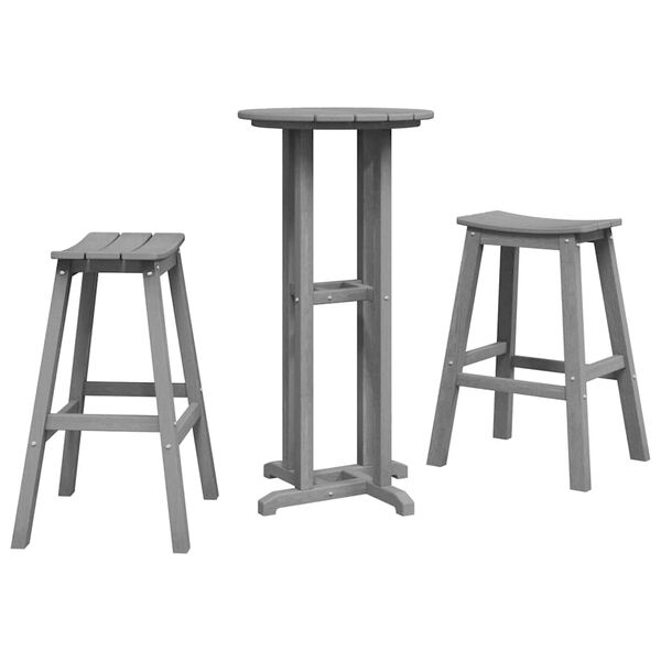 vidaXL Trädgårds Bar Set 3 pcs Ljusgrå HDPE