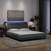 vidaXL Bed Frame with LED without Mattress "Hvar" Light Grey 160x200 cm Fabric