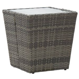 vidaXL Tebord gr&aring; 41,5x41,5x43 cm konstrotting och h&auml;rdat glas