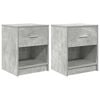 vidaXL Sängbord 2 st med låda betonggrå 40x34x50 cm