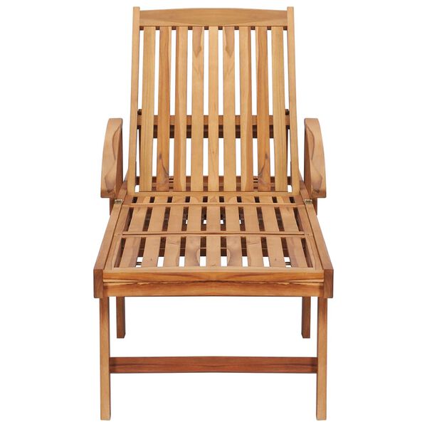 vidaXL Solsäng med bord och dyna massiv teak