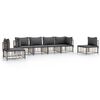 vidaXL Loungegrupp 6 delar med dynor antracit konstrotting