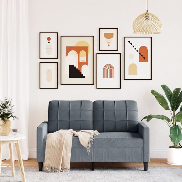 vidaXL 2-sitssoffa m&ouml;rkgr&aring; 120 cm sammet