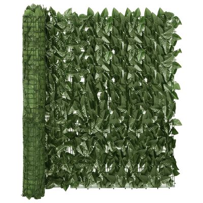 vidaXL Balkongskärm mörkgröna blad 400x100 cm