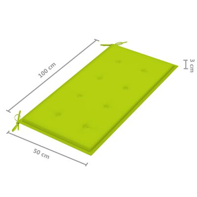 vidaXL Trädgårdsbänk med ljusgrön dyna 112 cm massiv teak