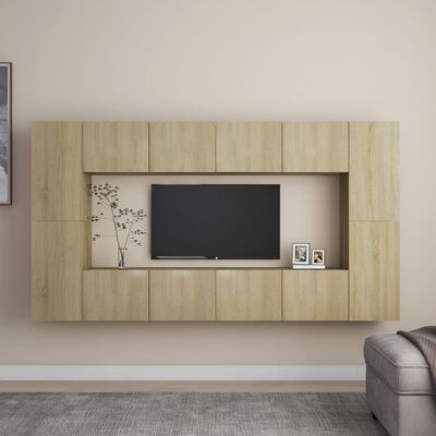 vidaXL TV-skåp 8 delar sonoma-ek konstruerat trä