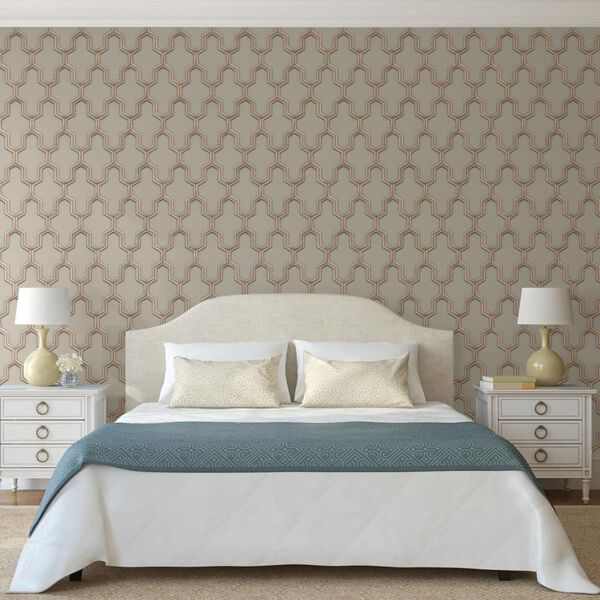 DUTCH WALLCOVERINGS Tapet Geometric guld och gr&ouml;n