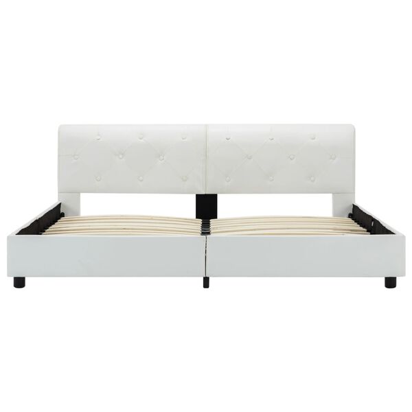 vidaXL Sängram utan madrass vit konstläder 160x200 cm