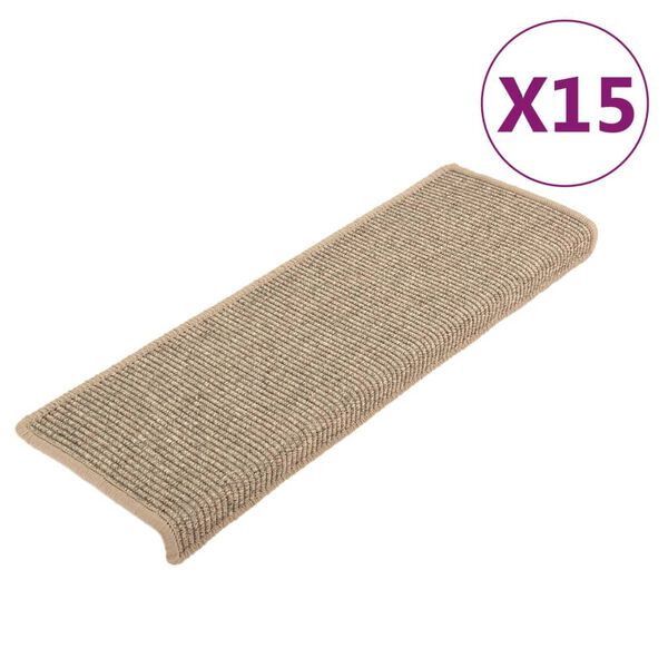 vidaXL Trappmattor 15 st 65x21x4 cm mörkbeige rektangulär kant