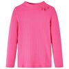 T-shirt med l&aring;nga &auml;rmar f&ouml;r barn ribbstickad stark rosa 116