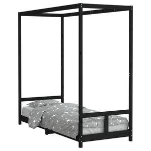 vidaXL S&auml;ngram f&ouml;r barns&auml;ng svart 80x200 cm massiv furu