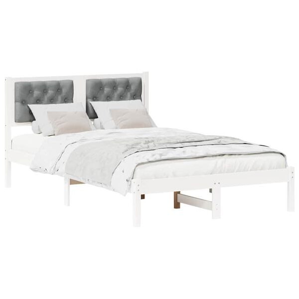 vidaXL S&auml;ngram med huvudgavel Ljusgr&aring; 120 x 200 cm Massiv furu