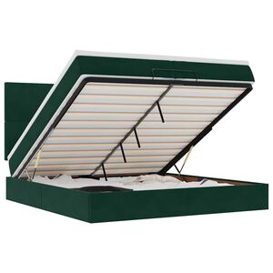 vidaXL Ottoman s&auml;ngram med madrasser m&ouml;rkgr&ouml;n 200x200 cm sammet