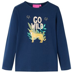 vidaXL T-shirt med l&aring;nga &auml;rmar f&ouml;r barn marinbl&aring; 128