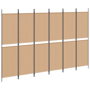 vidaXL 6-panelers rumsavdelare Beige 300 x 200 cm Tyg