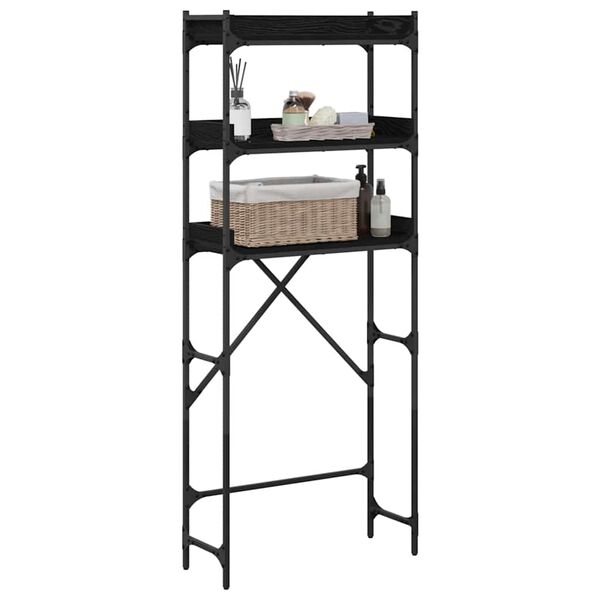 vidaXL Tv&auml;ttmaskins hylla Svart 0ak 67 x 25 x 163 cm Konstruerat tr&auml;