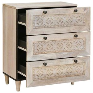 vidaXL Sideboard 60 x 33 x 75 cm massivt mangotr&auml; Vit
