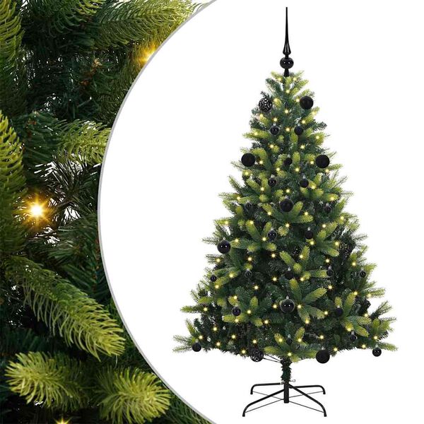 vidaXL Konstgjort Fällbart Julträd 150 LEDs Grön 150 cm PVC och PE
