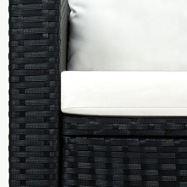 vidaXL Loungegrupp f&ouml;r tr&auml;dg&aring;rden med dynor 3 delar konstrotting svart