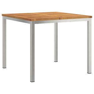 vidaXL Matbord 90x90x75 cm Massiv akaciatr&auml; och rostfritt st&aring;l