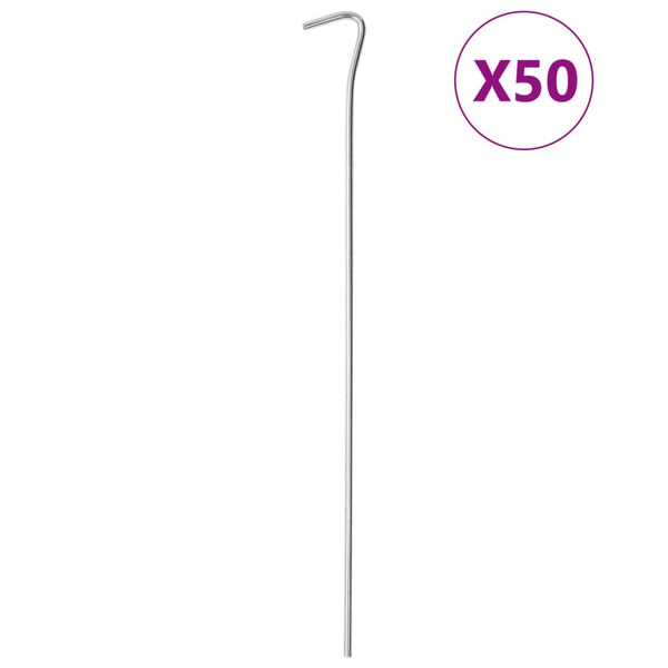 vidaXL Tältpinnar 50 st 30 cm Ø4 mm galvaniserat stål