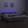 vidaXL Rams&auml;ng med madrass & LED taupe 200x200 cm tyg