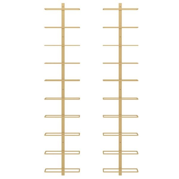 vidaXL V&auml;ggmonterat vinst&auml;ll f&ouml;r 10 flaskor 2 st guld metall