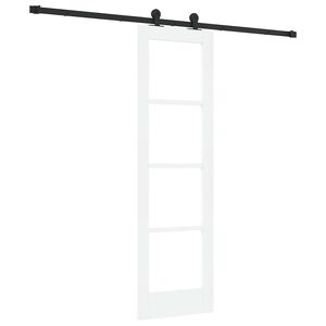 vidaXL Skjutd&ouml;rr ORKDAL Vit 61 x 198,5 cm Massivt talltr&auml; och glas