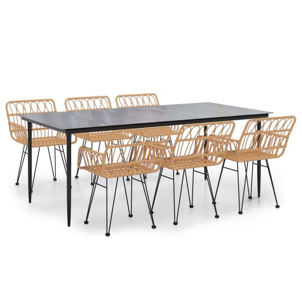 vidaXL Matgrupp f&ouml;r tr&auml;dg&aring;rden 7 delar konstrotting