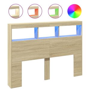 vidaXL S&auml;nggavel med LED sonoma-ek 140x17x102 cm