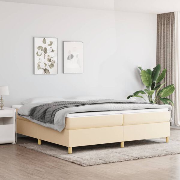 vidaXL Boxspring-s&auml;ngram gr&auml;ddvit 200x200 cm tyg