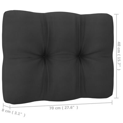 vidaXL Loungegrupp med dynor svart 3 delar massiv furu