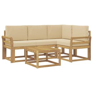 vidaXL Utomhussoffset med kudde 5 pcs Vit och Beige