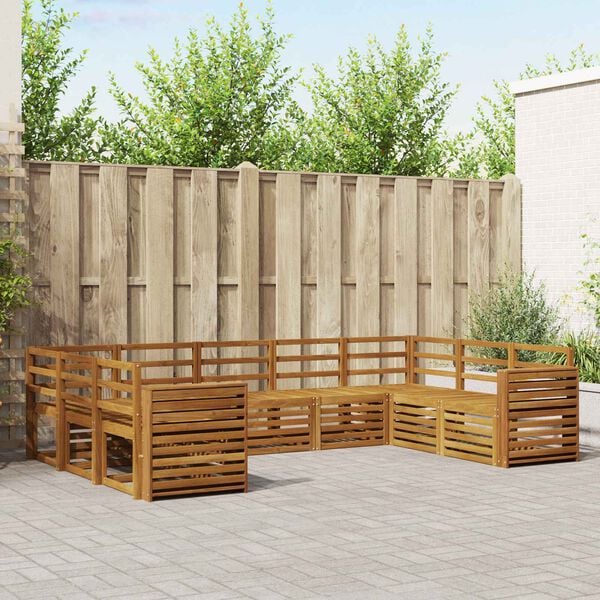 vidaXL Soffgrupper 9 pcs Naturf&auml;rg Massivt Akaciatr&auml;