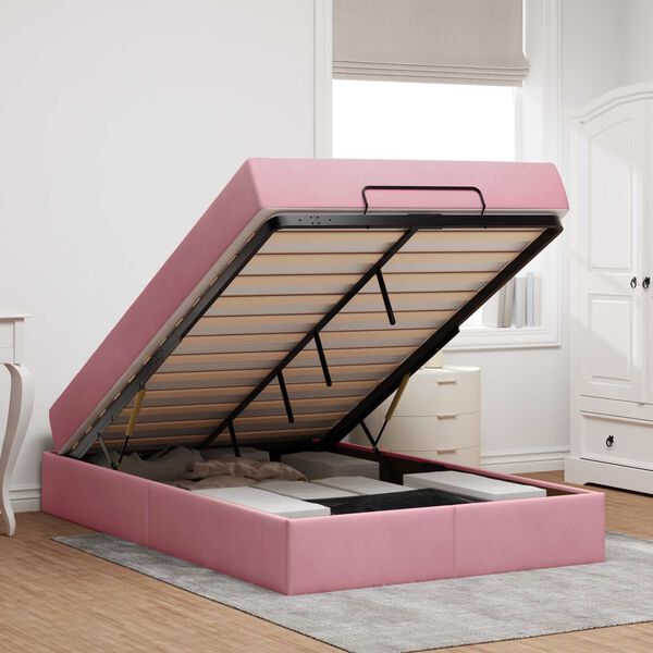 vidaXL S&auml;ngram med madrass med madrass 2 pcs Rosa Sammet