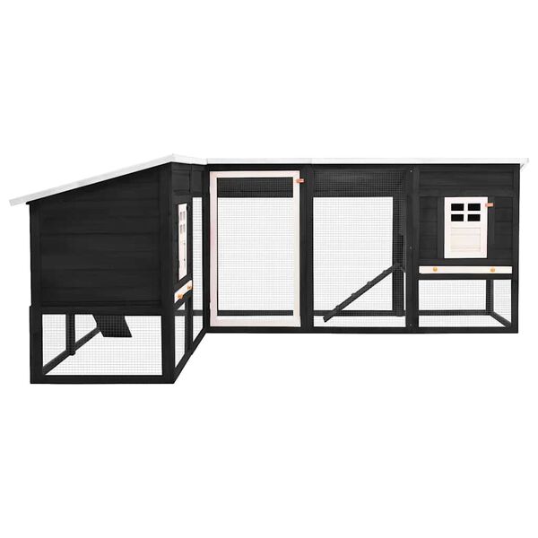 vidaXL Utebur med inhägnad grå och vit massivt granträ