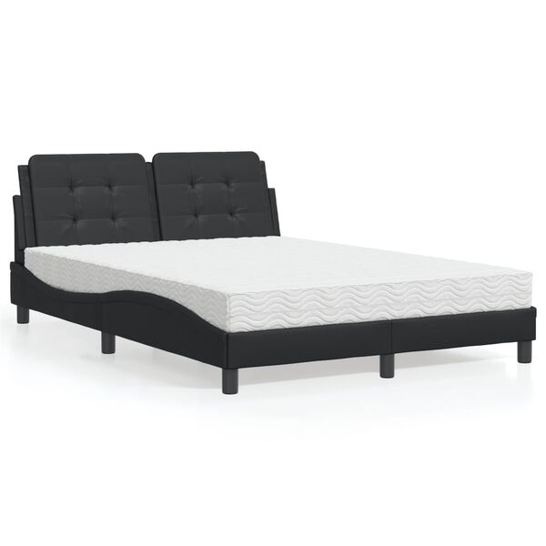 vidaXL Bed Frame without Mattress "Zadar" Black 137x190 cm Faux Leather