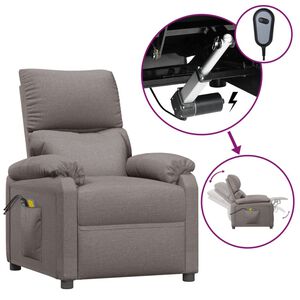 vidaXL Elektrisk massagef&aring;t&ouml;lj taupe tyg