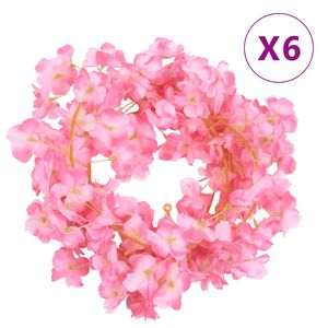 vidaXL Blomstergirlanger 6 st m&ouml;rk rosa 180 cm