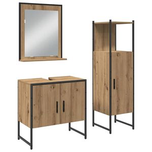 vidaXL Badrumsm&ouml;belset 3 st Brun 33 x 33 x 102,5 cm Konstruerat tr&auml;