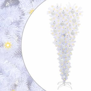 vidaXL Konstgjord julgran med 150 LED-lampor Vit 120 cm PVC och St&aring;l