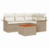 vidaXL Tr&auml;dg&aring;rdsoffset med kudde 5 pcs Beige konstrotting