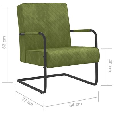 vidaXL Fribärande stol ljusgrön sammet