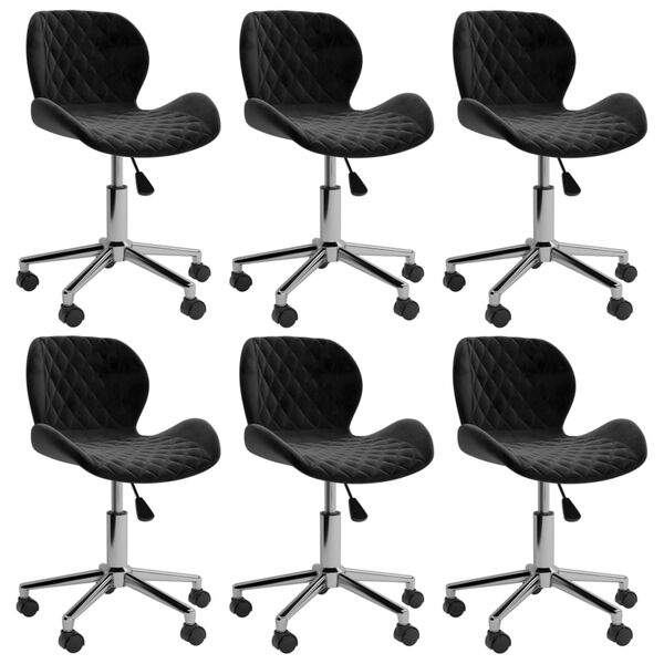 vidaXL Snurrbara matstolar 6 st svart sammet